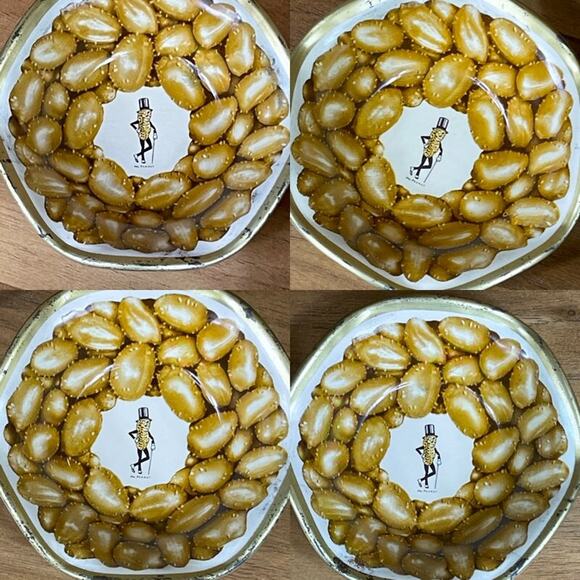 Tin "Mr Peanut" Litho Painted Metal Snack Bowls Metal Barware Advertisement Set - Picture 3 of 10